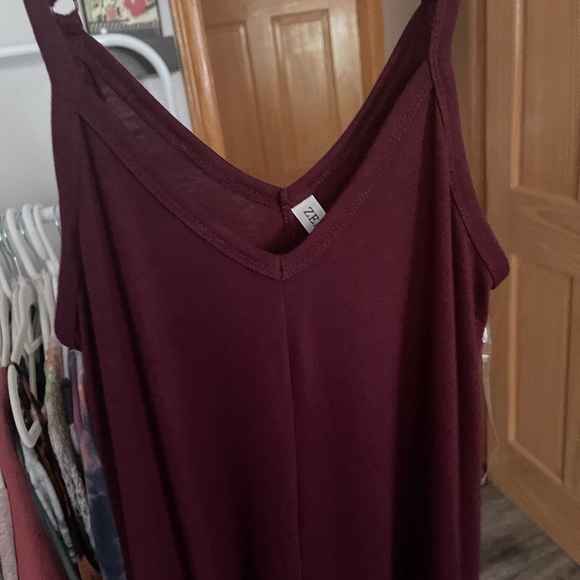 Cranberry maxi dress with adjustable straps. - Picture 3 of 4